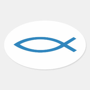 Sticker Ovale Jésus Christ, symbole chrétien du poisson pour t-s