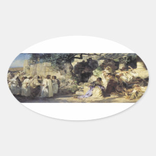 Sticker Ovale Jésus et les pécheurs