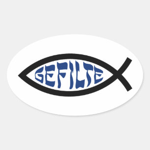 Sticker Ovale Jesus Gefilte Fish - Humour de la Pâque juive