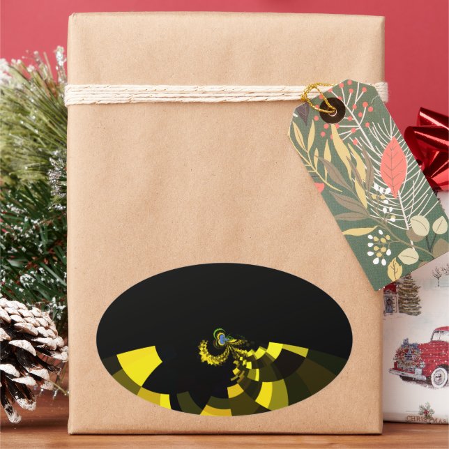 Sticker Ovale Jet Black et Gold Vector Art Design graphique (vacances)