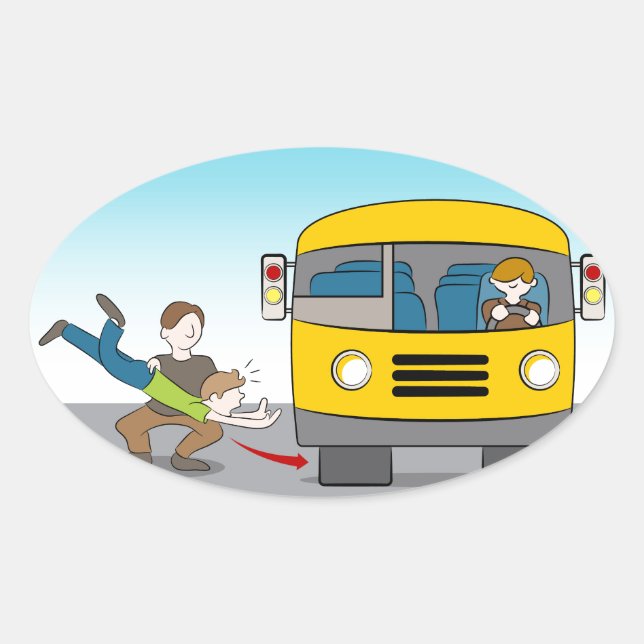 Sticker Ovale Jeté sous le bus (Devant)