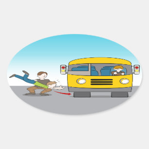 Sticker Ovale Jeté sous le bus