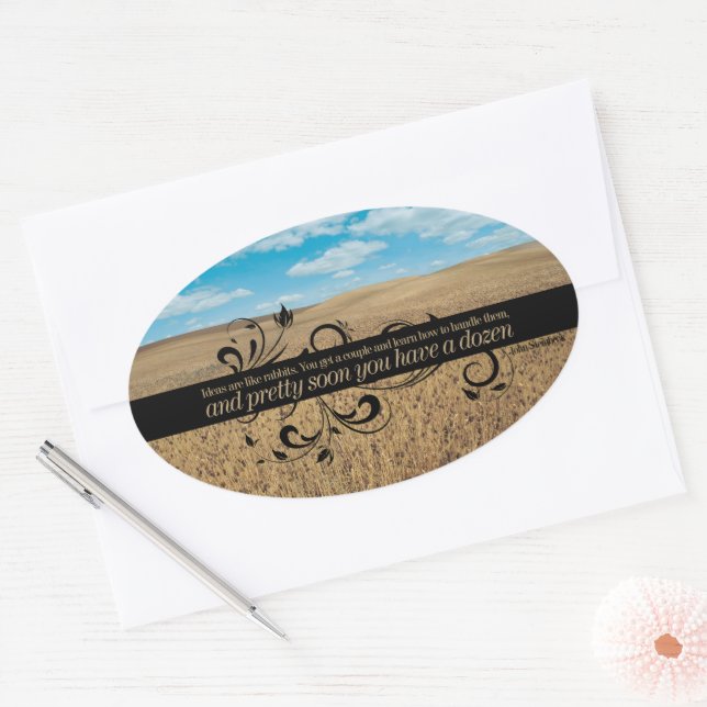 Sticker Ovale John Steinbeck Citation Inspirationnelle "Idées" (Enveloppe)