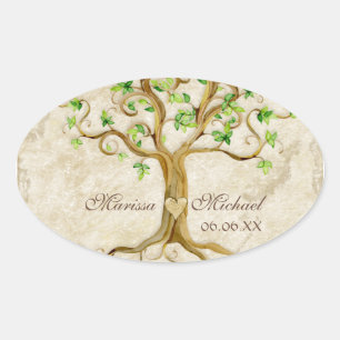 Sticker Ovale Joints assortis de mariage Antiqued par racines