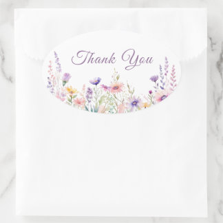 Sticker Ovale Jolie Fleur Sauvage Remerciement de Petite Entrepr