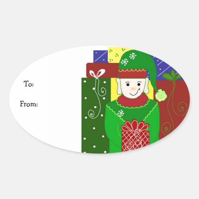 Sticker Ovale Jolly Christmas Elf (Devant)