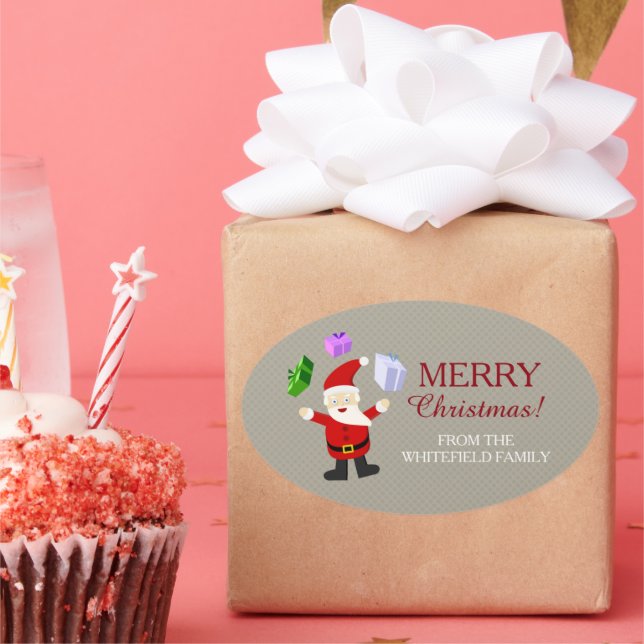 Sticker Ovale Jongler avec le Père Noël (Fête)