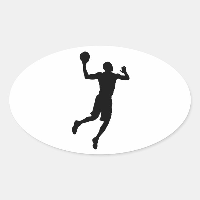 Sticker Ovale Joueur de basket-ball Pop Art Silhouette (Devant)