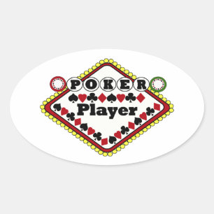 Sticker Ovale Joueur de poker