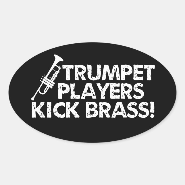 Sticker Ovale Joueurs de trompettes en laiton de coup! (Devant)