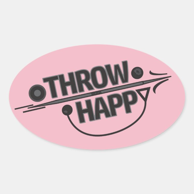 Sticker Ovale Jouez Happy Shot Placer Discus Lancer Stickers! (Devant)