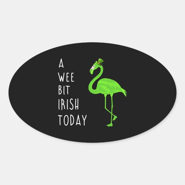 Sticker Ovale Jour de l'Irish | Saint-Patty's Day Flamingo (Devant)