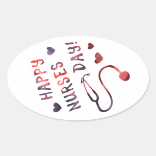 Sticker Ovale jour heureux BOKEH d'infirmières