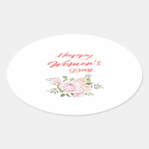 Sticker Ovale jour heureux des femmes blanc