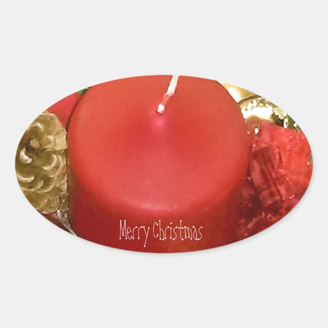 Sticker Ovale Joyeuse couronne de Noël (Devant)
