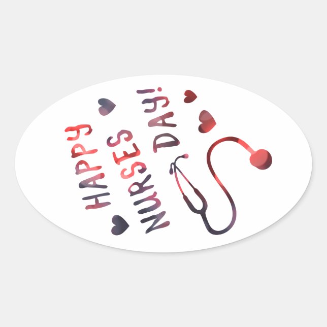 Sticker Ovale joyeuse journée des infirmières BOKEH (Devant)