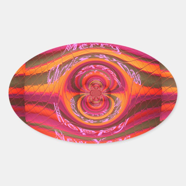 Sticker Ovale Joyeuses couleurs Joyeux Noël Bonne année design (Devant)