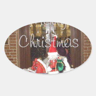 Sticker Ovale Joyeuses vacances de Noël loin de la maison Inspir