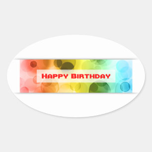 Sticker Ovale joyeux anniversaire (bokeh)