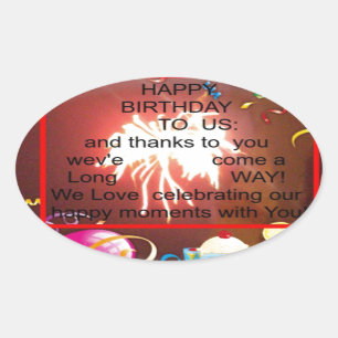 Sticker Ovale Joyeux anniversaire pour nous