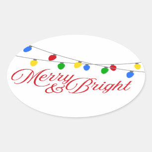 Sticker Ovale Joyeux et brillants feux de Noël