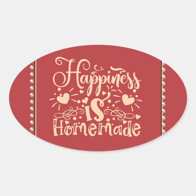Sticker Ovale Joyeux Homemade Dire Citation Perle Bordure (Devant)