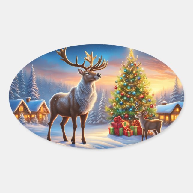 Sticker Ovale Joyeux Noël (Devant)