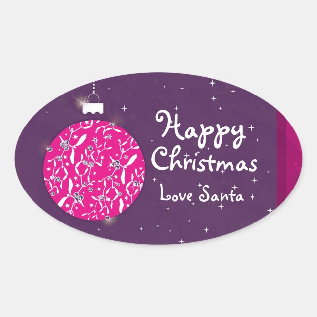 Sticker Ovale Joyeux Noël étincelant collant cadeau (Devant)