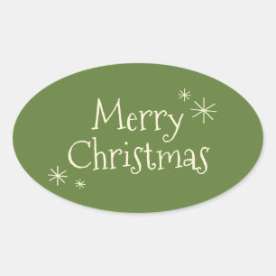 Sticker Ovale Joyeux Noël Vintage minimal du milieu du siècle