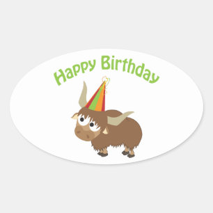 Sticker Ovale Joyeux Yak anniversaire