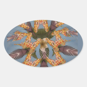 Sticker Ovale Kaleidoscope Giraffe Mandala : Safari Art Abstrait