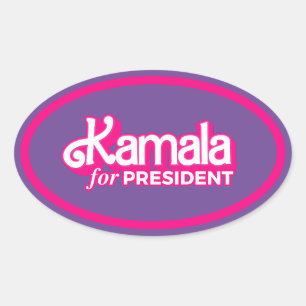 Sticker Ovale Kamala pour le Président Pink Style