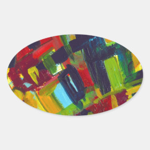 Sticker Ovale Kandinsky 304 Oeuvre Abstraite colorée
