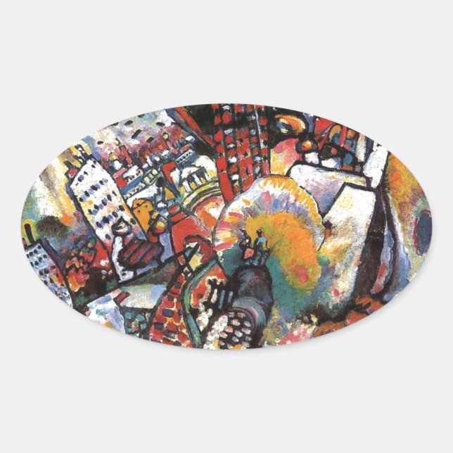 Sticker Ovale Kandinsky Moscou I Cityscape peinture Abstraite (Devant)