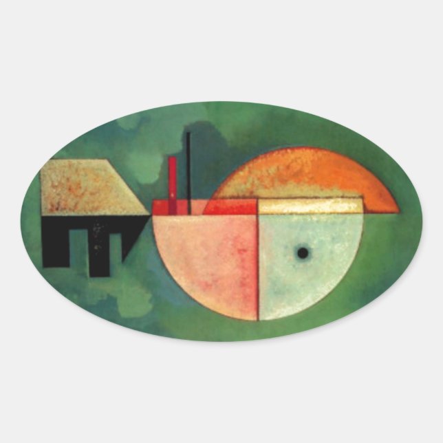 Sticker Ovale Kandinsky peinture Abstraite ascendante (Devant)