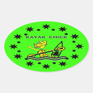 Sticker Ovale Kayak Chick Designs & Things