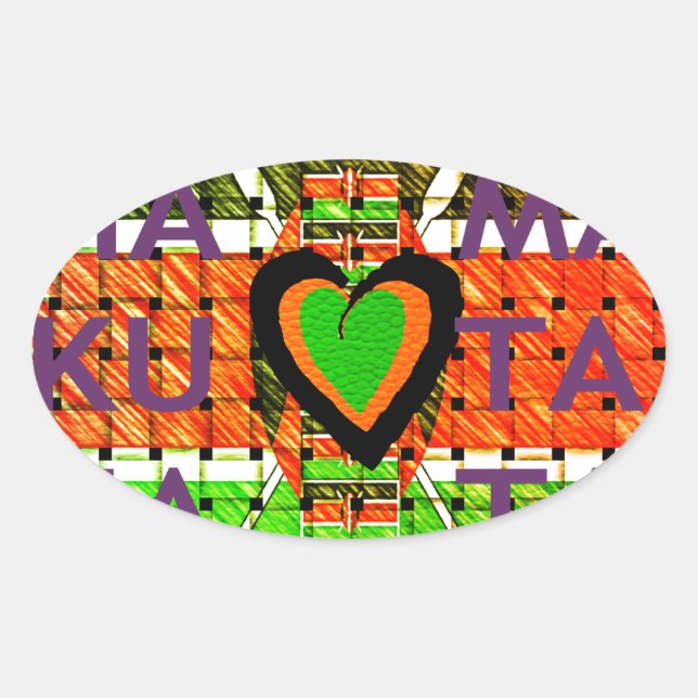 Sticker Ovale Kenya : Toute l'Afrique dans un pays - Drapeau tis (Devant)