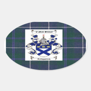 Sticker Ovale Kirkpatrick Crest sur Douglas Blue Tartan