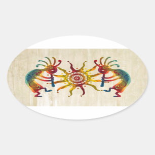 Sticker Ovale KOKOPELLI DUO SUN + vos idées
