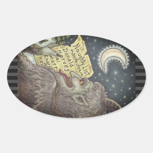 STICKER OVALE KRAMPUS NAUGHTENDREN LISTE ENFANTS BÂTIMENTS DE NO