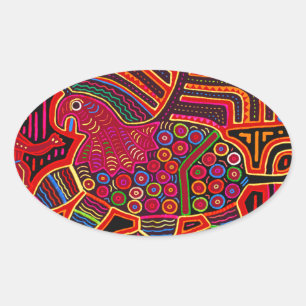 Sticker Ovale Kuna Indian Dragon Mola Amiable