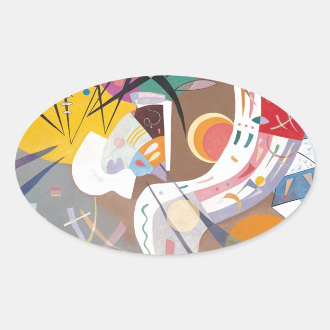 Sticker Ovale La courbe dominante de Kandinsky Abstraite (Devant)