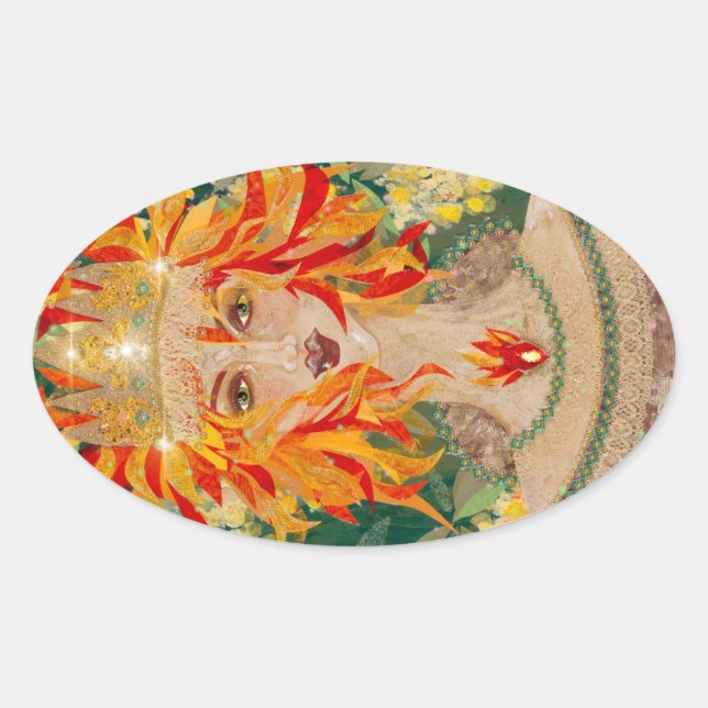 Sticker Ovale La déesse irlandaise Eire Fiery Redhead Ginger Fir (Devant)
