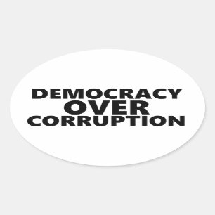 Sticker Ovale La démocratie sur la corruption