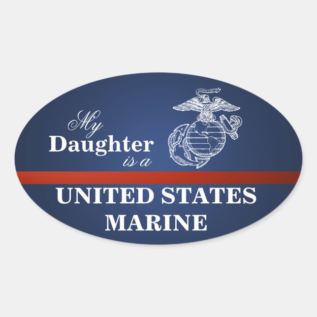 Sticker Ovale La fille est une Marine (Devant)
