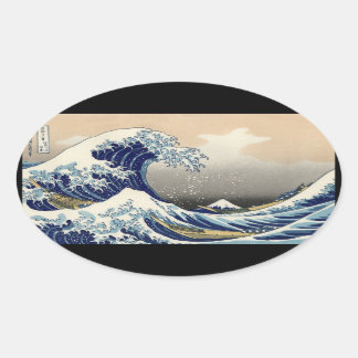 Sticker Ovale "La Grande Vague" copie de l'original de Hokusai c