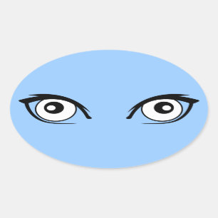 Sticker Ovale La jolie bande dessinée observe l'autocollant
