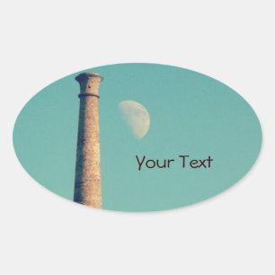 Sticker Ovale La Lune et une tour : Aberystwyth