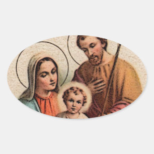 Sticker Ovale La Sainte Famille - Jésus, Marie et Joseph
