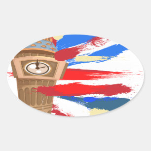 Sticker Ovale La Tour de l'Horloge de Westminster Big Ben